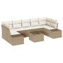 Conjunto de Sofás de Jardín de 8 Piezas con Cojines Beige Ratán Poliéster de , Sofás de exterior - Ref: Foro24-3346981, Preci...