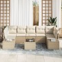 Conjunto de Sofás de Jardín de 8 Piezas con Cojines Beige Ratán Poliéster de , Sofás de exterior - Ref: Foro24-3346981, Preci...