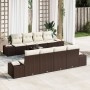 Set de Sofá de Jardín de 9 Piezas con Cojines de Ratán Poliéster Marrón de , Sofás de exterior - Ref: Foro24-3346988, Precio:...