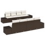 Set de Sofá de Jardín de 9 Piezas con Cojines de Ratán Poliéster Marrón de , Sofás de exterior - Ref: Foro24-3346988, Precio:...