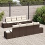 Set de Sofá de Jardín de 9 Piezas con Cojines de Ratán Poliéster Marrón de , Sofás de exterior - Ref: Foro24-3346988, Precio:...