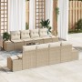 Conjunto de sofá de jardín de 9 piezas con cojines Beige Ratán Sintético de , Sofás de exterior - Ref: Foro24-3346991, Precio...