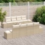Conjunto de sofá de jardín de 9 piezas con cojines Beige Ratán Sintético de , Sofás de exterior - Ref: Foro24-3346991, Precio...