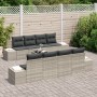 Conjunto de sofá de jardín de 9 piezas con cojines gris claro de poliratán de , Sofás de exterior - Ref: Foro24-3346992, Prec...