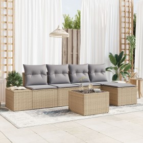 Conjunto de Sofás de Jardín de 6 Piezas con Cojines Ratán Poliéster Negro de , Sofás de exterior - Ref: Foro24-3347030, Preci...