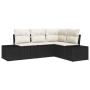 Conjunto de Sofá de Jardín de 4 Piezas con Cojines Negro Ratán de Poliéster de , Sofás de exterior - Ref: Foro24-3347037, Pre...