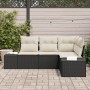 Conjunto de Sofá de Jardín de 4 Piezas con Cojines Negro Ratán de Poliéster de , Sofás de exterior - Ref: Foro24-3347037, Pre...