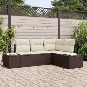 Conjunto de Sofá de Jardín de 4 Piezas con Cojines en Marrón de Ratán Sintético de , Sofás de exterior - Ref: Foro24-3347038,...