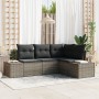 Juego de Sofá de Jardín de 4 Piezas con Cojines Gris Poliratán de , Sofás de exterior - Ref: Foro24-3347039, Precio: 310,78 €...