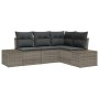 Juego de Sofá de Jardín de 4 Piezas con Cojines Gris Poliratán de , Sofás de exterior - Ref: Foro24-3347039, Precio: 310,78 €...