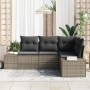 Juego de Sofá de Jardín de 4 Piezas con Cojines Gris Poliratán de , Sofás de exterior - Ref: Foro24-3347039, Precio: 310,78 €...