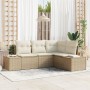 Conjunto de Sofá de Jardín de 4 Piezas con Cojines Beige Poliratán de , Sofás de exterior - Ref: Foro24-3347041, Precio: 327,...