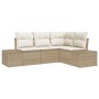 Conjunto de Sofá de Jardín de 4 Piezas con Cojines Beige Poliratán de , Sofás de exterior - Ref: Foro24-3347041, Precio: 327,...