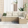 Conjunto de Sofá de Jardín de 4 Piezas con Cojines Beige Poliratán de , Sofás de exterior - Ref: Foro24-3347041, Precio: 327,...