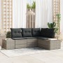 Set de Sofá de Jardín de 4 Piezas con Cojines Gris Claro Poliratán de , Sofás de exterior - Ref: Foro24-3347042, Precio: 332,...