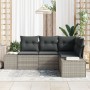 Set de Sofá de Jardín de 4 Piezas con Cojines Gris Claro Poliratán de , Sofás de exterior - Ref: Foro24-3347042, Precio: 332,...