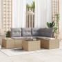 Conjunto de Sofá de Jardín de 5 Piezas con Cojines Ratán Poliéster Negro de , Sofás de exterior - Ref: Foro24-3347050, Precio...