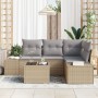 Conjunto de Sofá de Jardín de 5 Piezas con Cojines Ratán Poliéster Negro de , Sofás de exterior - Ref: Foro24-3347050, Precio...