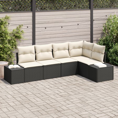 Conjunto de Sofá de Jardín de 5 Piezas con Cojines Negro Poliratán de , Sofás de exterior - Ref: Foro24-3347057, Precio: 358,...