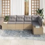 Conjunto de Sofás de Jardín de 5 Piezas con Cojines Beige Ratán Sintético de , Sofás de exterior - Ref: Foro24-3347060, Preci...