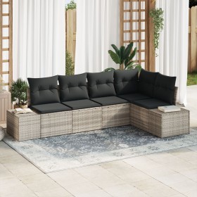 Juego de Sofá de Jardín de 5 Piezas con Cojines Gris Claro de Ratán Sintético de , Sofás de exterior - Ref: Foro24-3347062, P...