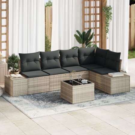 Conjunto de 6 Piezas de Sofá de Jardín con Cojines Gris Poliratán de , Sofás de exterior - Ref: Foro24-3347072, Precio: 444,1...