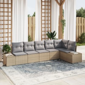 Set de Sofás de Jardín de 6 Piezas con Cojines Beige de Ratán Sintético de , Sofás de exterior - Ref: Foro24-3347080, Precio:...