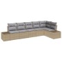 Set de Sofás de Jardín de 6 Piezas con Cojines Beige de Ratán Sintético de , Sofás de exterior - Ref: Foro24-3347080, Precio:...