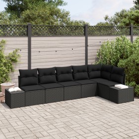 Conjunto de Sofá de Jardín de 6 Piezas con Cojines Negro Poliratán de , Sofás de exterior - Ref: Foro24-3347083, Precio: 428,...
