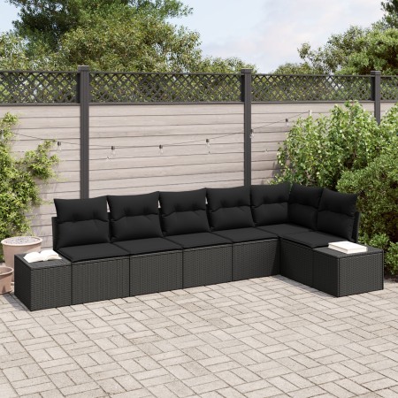Conjunto de Sofá de Jardín de 6 Piezas con Cojines Negro Poliratán de , Sofás de exterior - Ref: Foro24-3347083, Precio: 428,...
