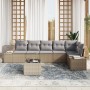 Conjunto de Sofá de Jardín de 7 Piezas con Cojines de Ratán de Poliéster Negro de , Sofás de exterior - Ref: Foro24-3347090, ...