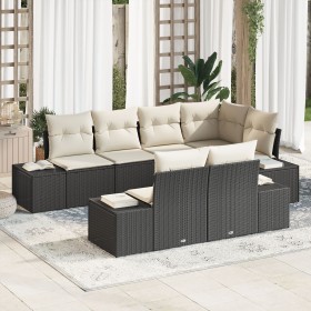 Set de Sofá de Jardín de 7 Piezas con Cojines Negro Poliratán de , Sofás de exterior - Ref: Foro24-3347097, Precio: 536,97 €,...