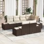 Conjunto de Sofá de Jardín de 7 Piezas con Cojines Marrón de Poliratán de , Sofás de exterior - Ref: Foro24-3347098, Precio: ...