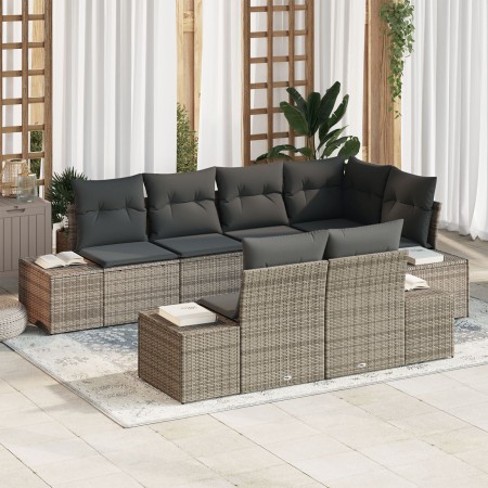 Juego de Sofá de Jardín de 7 Piezas con Cojines Ratán Gris de , Sofás de exterior - Ref: Foro24-3347099, Precio: 549,33 €, De...