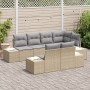 Conjunto de sofá de jardín de 7 piezas con cojines de ratán poliéster beige de , Sofás de exterior - Ref: Foro24-3347100, Pre...
