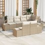 Juego de sofá de jardín de 7 piezas con cojines Beige Ratán Polimérico de , Sofás de exterior - Ref: Foro24-3347101, Precio: ...