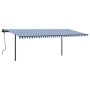 Toldo retráctil automático con postes azul y blanco 6x3 m de vidaXL, Toldos - Ref: Foro24-3070206, Precio: 659,29 €, Descuent...