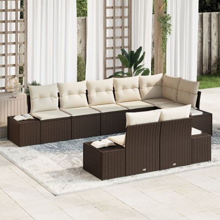 Juego de Sofá de Jardín de 8 Piezas con Cojines Marrón Poliratán de , Sofás de exterior - Ref: Foro24-3347108, Precio: 629,49...