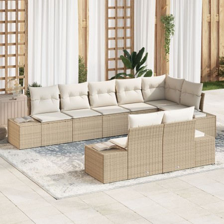 Conjunto de sofá de jardín de 8 piezas con cojines beige de ratán de , Sofás de exterior - Ref: Foro24-3347111, Precio: 620,9...