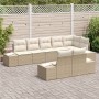 Conjunto de sofá de jardín de 8 piezas con cojines beige de ratán de , Sofás de exterior - Ref: Foro24-3347111, Precio: 620,9...