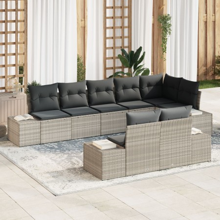 Juego de sofá de jardín de 8 piezas con cojines gris claro poliratán de , Sofás de exterior - Ref: Foro24-3347112, Precio: 63...