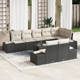 Conjunto de Sofá de Jardín de 8 Piezas con Cojines de Rattan Poliéster Marrón de , Sofás de exterior - Ref: Foro24-3347117, P...