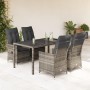 Set comedor de jardín 5 piezas con cojines ratán sintético gris en Conjuntos de jardín | Comprar online en Foru.es
