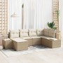 Juego de Sofá de Jardín de 6 Piezas con Cojines - Ratán Poliéster Beige de , Sofás de exterior - Ref: Foro24-3347131, Precio:...