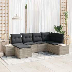Set de Sofás de Jardín de 6 Piezas con Cojines en Poliratán Gris Claro de , Sofás de exterior - Ref: Foro24-3347132, Precio: ...