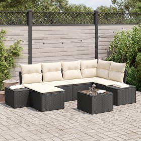 Conjunto de Sofá de Jardín Conjunto de 7 Negro y crema de , Sofás de exterior - Ref: Foro24-3347137, Precio: 441,24 €, Descue...