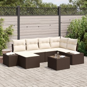 Conjunto de Sofá de Jardín Conjunto de 7 Marrón y crema de , Sofás de exterior - Ref: Foro24-3347138, Precio: 485,04 €, Descu...