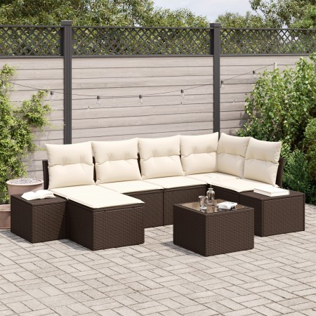 Conjunto de Sofá de Jardín Conjunto de 7 Marrón y crema de , Sofás de exterior - Ref: Foro24-3347138, Precio: 485,04 €, Descu...