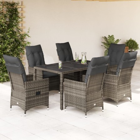 Set comedor jardín 7 pzas y cojines ratán sintético gris en Conjuntos de jardín | Comprar online en Foru.es