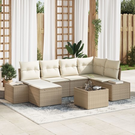 Conjunto de Sofá de Jardín de 7 Piezas con Cojines en Ratán Polímero Marrón de , Sofás de exterior - Ref: Foro24-3347141, Pre...